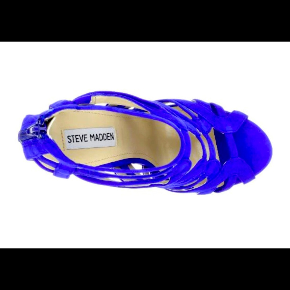 STEVE MADDEN DYSERT WOMEN'S FASHION HEELS Size 8.5, COBALT BLUE SUEDE (Like New)